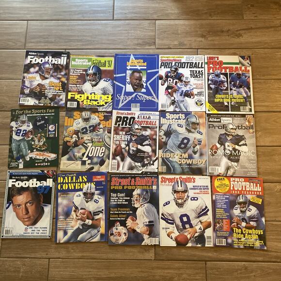 Vintage Dallas Cowboys Cover Football Magazine Lot Of 15